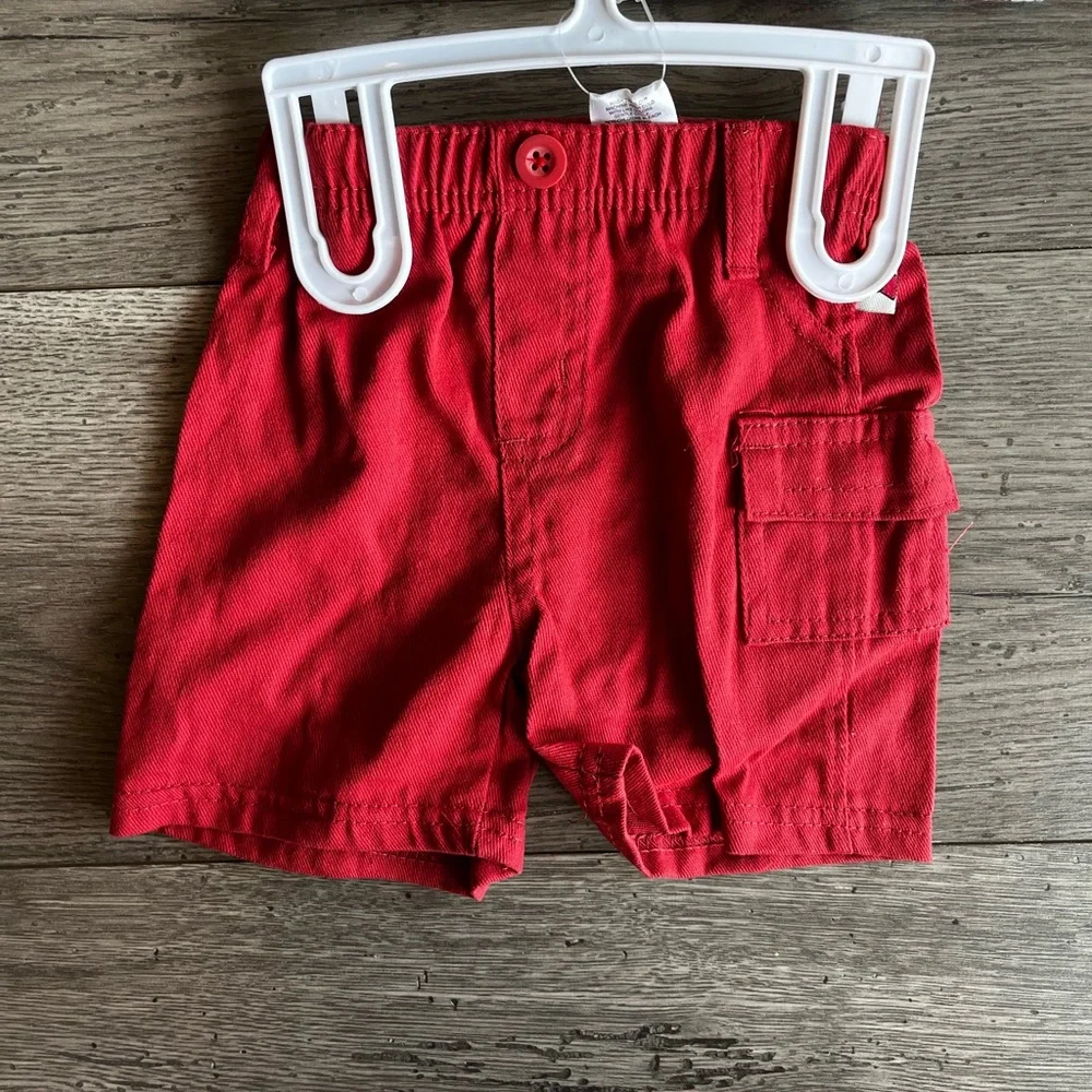 Dapper Dude Baby Boy Matching 2 Piece Set Hawaiian Shirt Onesie Red Cargo Shorts